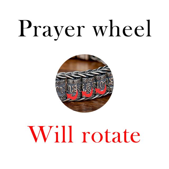 Latest Handmade Creative Sutra Bracelet Men Silver Transfer Beads Vintage Six-Character Mantra Personality Bangles for Women