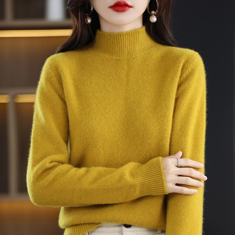 Pulover cu mânecă lungă pentru femei Pulover cu mânecă lungă pe jumătate guler înalt pentru femei