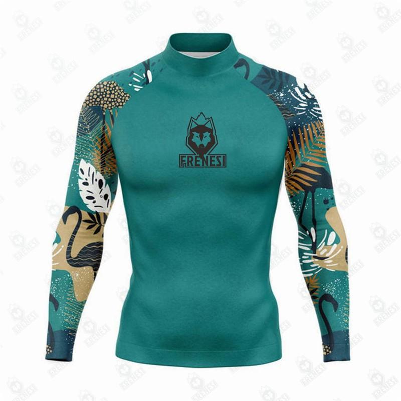 FRENESI Herren UPF 50 Langarm Rash Guard Surfen Tauchen Schwimmen UV-Schutz Schnelltrocknend Neoprenanzug Oberteil
