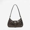 Tiefbraune Retro-Motorrad-Leder-Achsel-Schultertasche für Damen