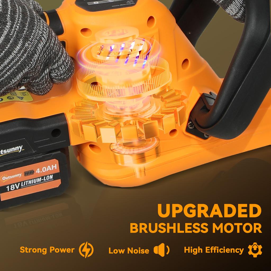 20" Cordless Hedge Trimmer, 18V Electric Hedge Cutter with 51cm Dual Action Blade, 2 x 4000mAh Batteries and Brushless Motor for Garden Branches