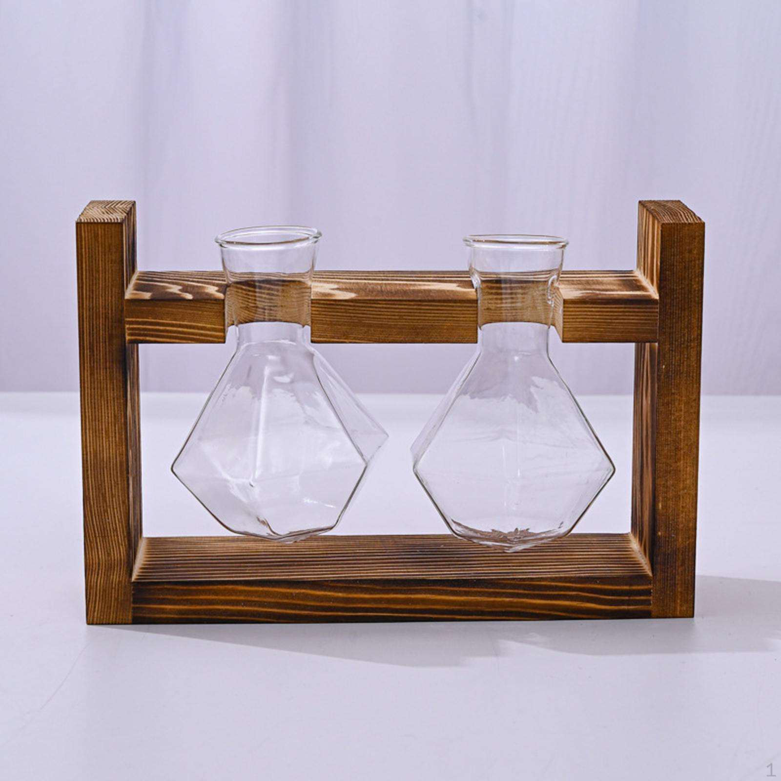 

Элегантная ваза в форме ромба на деревянной подставке 19.8x5.7x13cm
