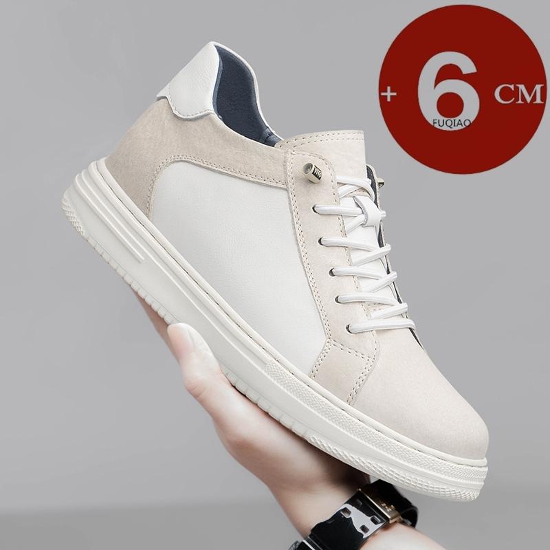 Breathable Outdoor Elevator Sneakers Men's Shoes Genuine Leather Increased 6cm Casual Shoes Walking Shoes Men's Lift Sports