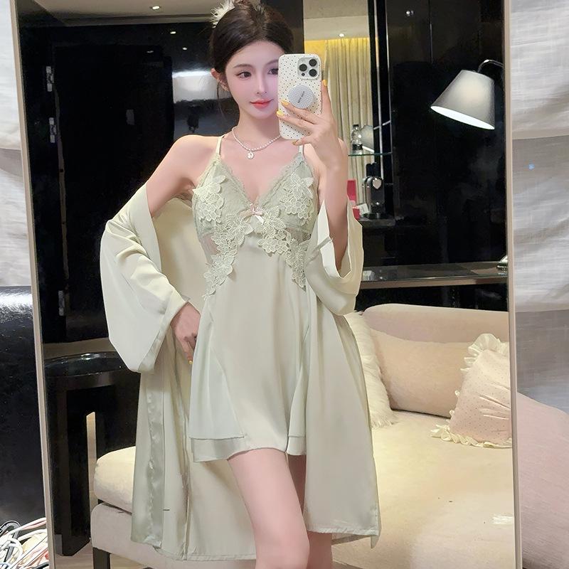 Ice Silk Women's Sexy Lace Camisole & Robe Set - Perfect Gift for Girlfriend - New Spring/Summer/Autumn Collection