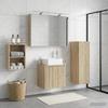 Bathroom Furniture Set 4 Pcs Sonoma Oak Engineered Wood and Glass