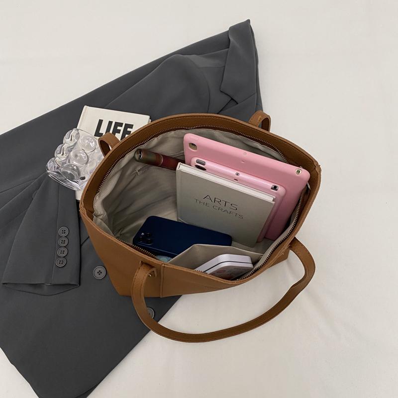 Fashi Solid PU Simple Messenger Bag for Women New Style Large Capacity Commuter Shoulder Bag Hot Selling Niche Top-Handle Bags