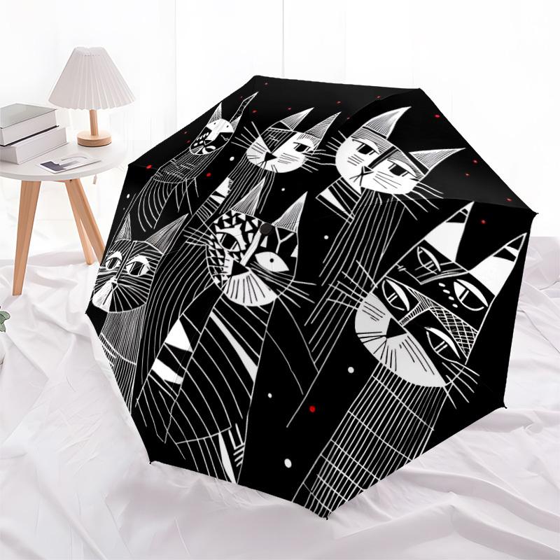 1pc Cat Collective Automatic Open/Close Umbrella Compact Folding Umbrella, All-Season Portable Umbrella for Women/Men307