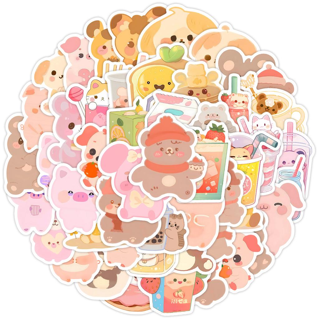 50 Cute Little Bear Doodle Stickers Suitcase Laptop Mobile Phone Waterproof Decorative Stickers Cartoon Animal Stickers