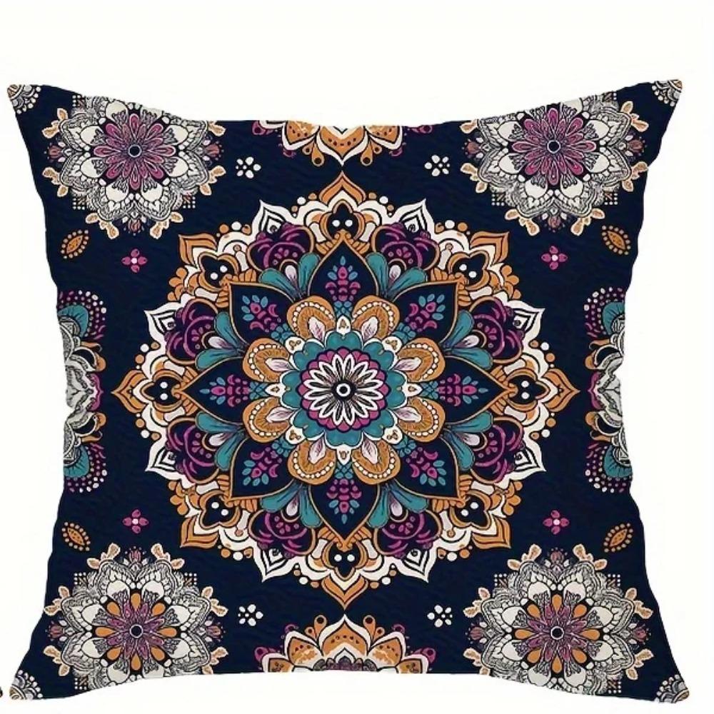 Bohemian Mandala Pillow Covers Double Sided 2D Print Vibrant Pillow Covers Bedroom Living Room Sofa Eclectic Vibe Accessory Gift