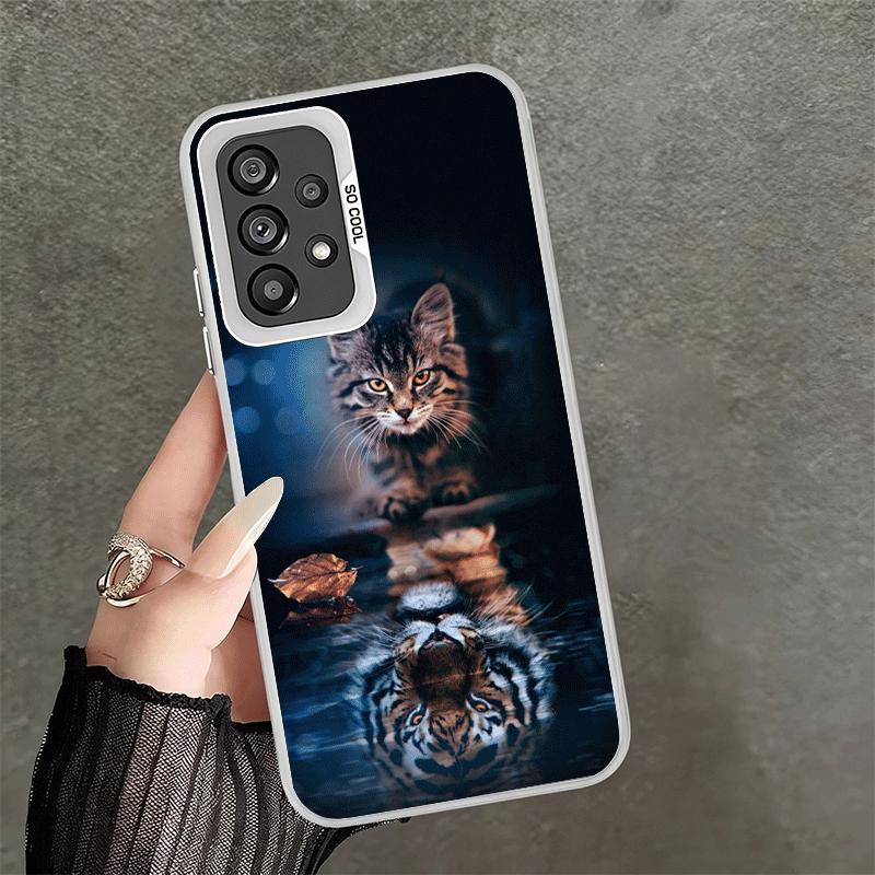 Cat Reflects Tiger Cool Soft Phone Case for Samsung A17 A16 A15 A14 A13 A57 A56 A55 A54 A53 A37 A36 A35 A34 A33 A26 A25 A24 A23