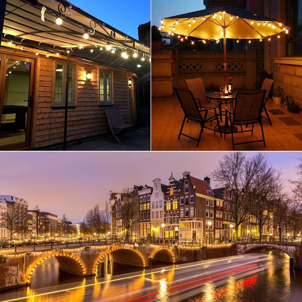 65FT Outdoor Connectable LED String Light E12 Base G40 IP44 Waterproof Dimmable Garland Garden Wedding Fairy lights Home Decor