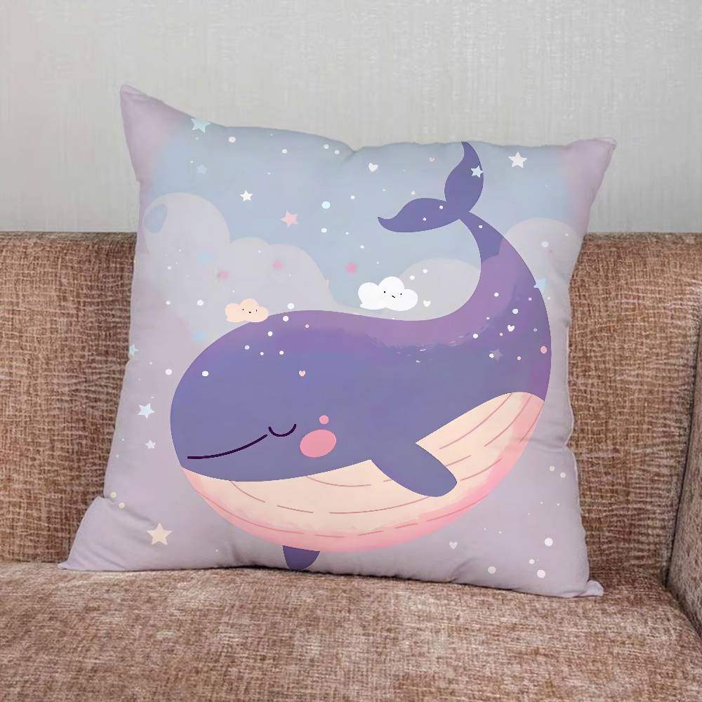 Whale Pillow Case Pillowcase Home Sofa Cushions Car Cushions Pillowcover Office Pillowshell Pillow