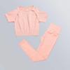 Women's Solid Color Seamless Ribbed Sports Bra and High Elastic Yoga Set