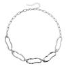 Trendy Minimalist Retro Hammered Irregular Geometry Oval Metal Links Choker Necklace for Women Collar Chain Statement Jewelry