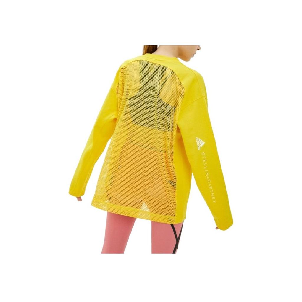 adidas SMC Casual Sports Round Neck Loose Printed Letter Long Sleeve T-Shirt Women Tops Yellow GT9449