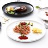 10 Zoll Keramik schwarz-weiß Western-Stil Steakplatte Kommerzielles Geschirr Modernes Haushalts-Rundes Sushi-Salat-Teller