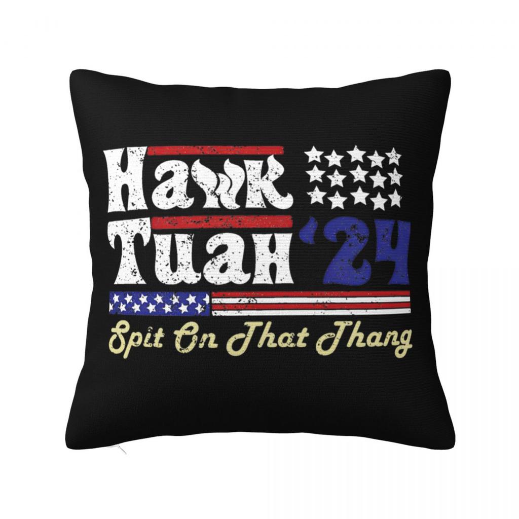 Hawk Tuah Spuug Op Dat Ding 2024 Kussensloop Grappige Meme Kussenhoezen Mode Rits Decor Kussenhoes voor Huis 45x45cm