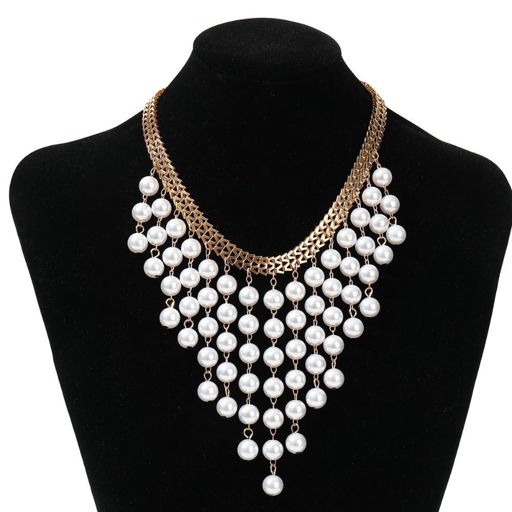 Collar Collarbone Neck Chain Imitation Pearl Clavicle Chain Exaggerated Necklace Party Jewelry