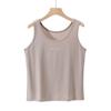Plus Size Women's Korean Style Cotton Camisole Tank Top - Sleeveless Solid Color for Spring/Summer