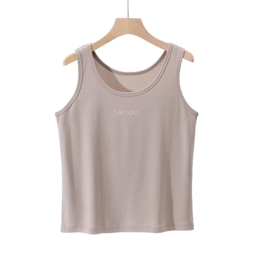 Plus Size Women's Korean Style Cotton Camisole Tank Top - Sleeveless Solid Color for Spring/Summer