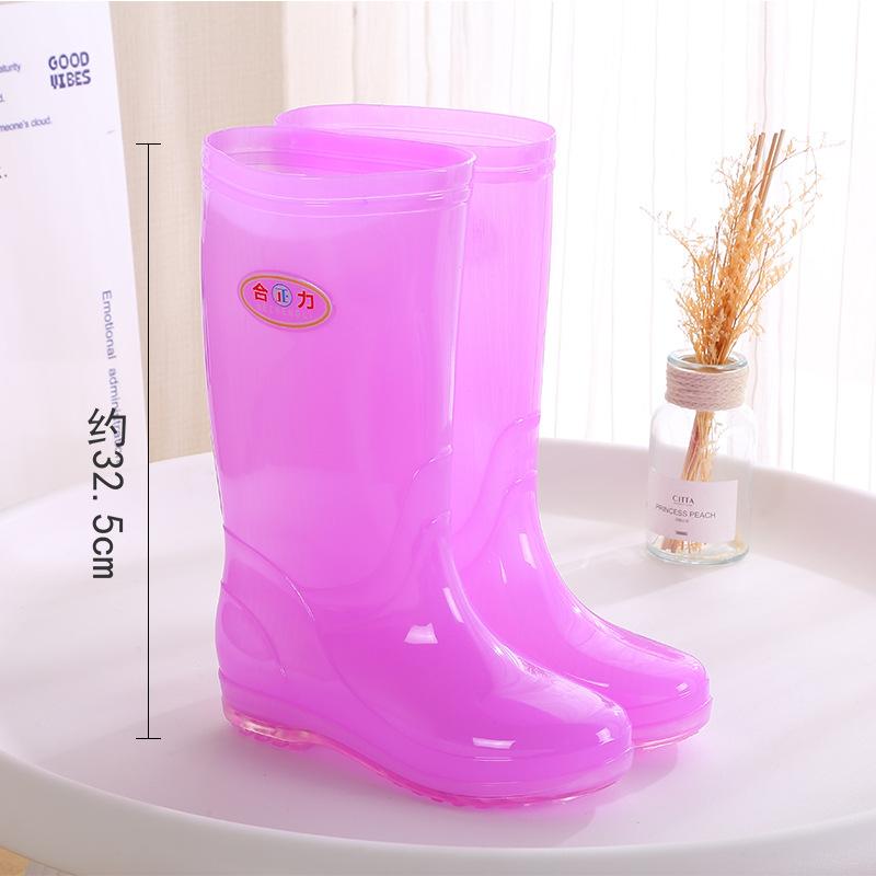 Long rain boots women's fashion rain shoes women's adult no lining high tube waterproof shoes quick-drying rubber shoes summer