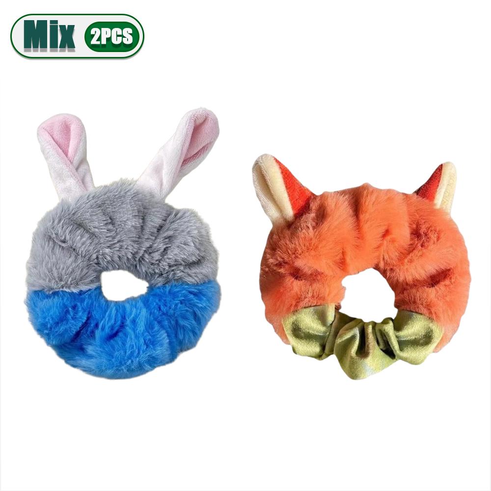1-20PCS Cute Fox Bunny Ear Plush Elastic Hair Ties Women Girls Ponytail Hair Bands Hair Accessories Girls Gift Easter Gift