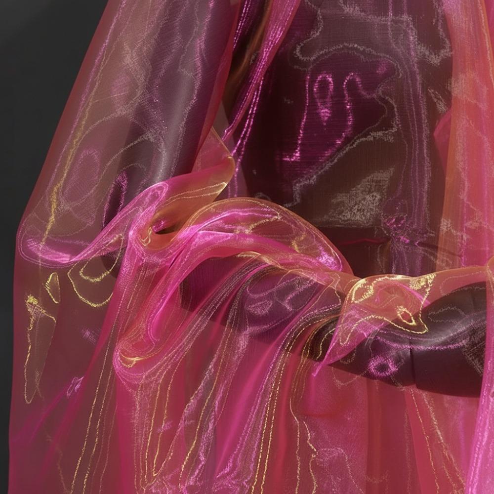 100x150cm Dwukolorowa Tkanina Gradientowa Kolorowa Lekka Tkanina Szyfonowa Przezroczysta Cienka Siatka Organzowa Dekoracyjny Brzeg