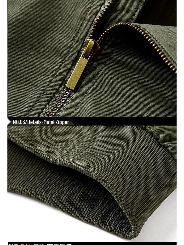 Veste Pilote 100% Coton pour Homme 2024, Coupe Ample Printemps/Automne, Grandes Tailles, Workwear Style Baseball, Légère.