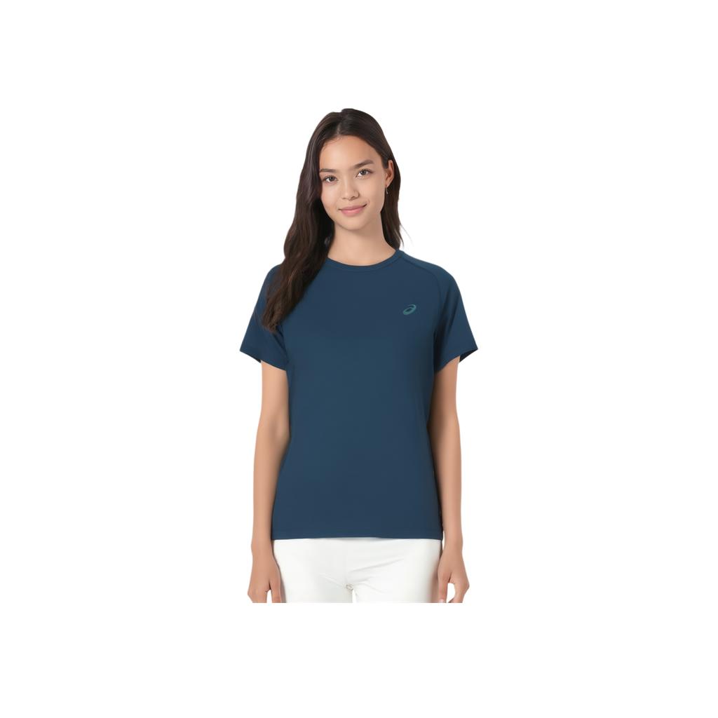 Asics Round Neck Breathable Casual Sports Short Sleeve Raglan T-Shirt Women Tops Dark-Blue 2032D041-400