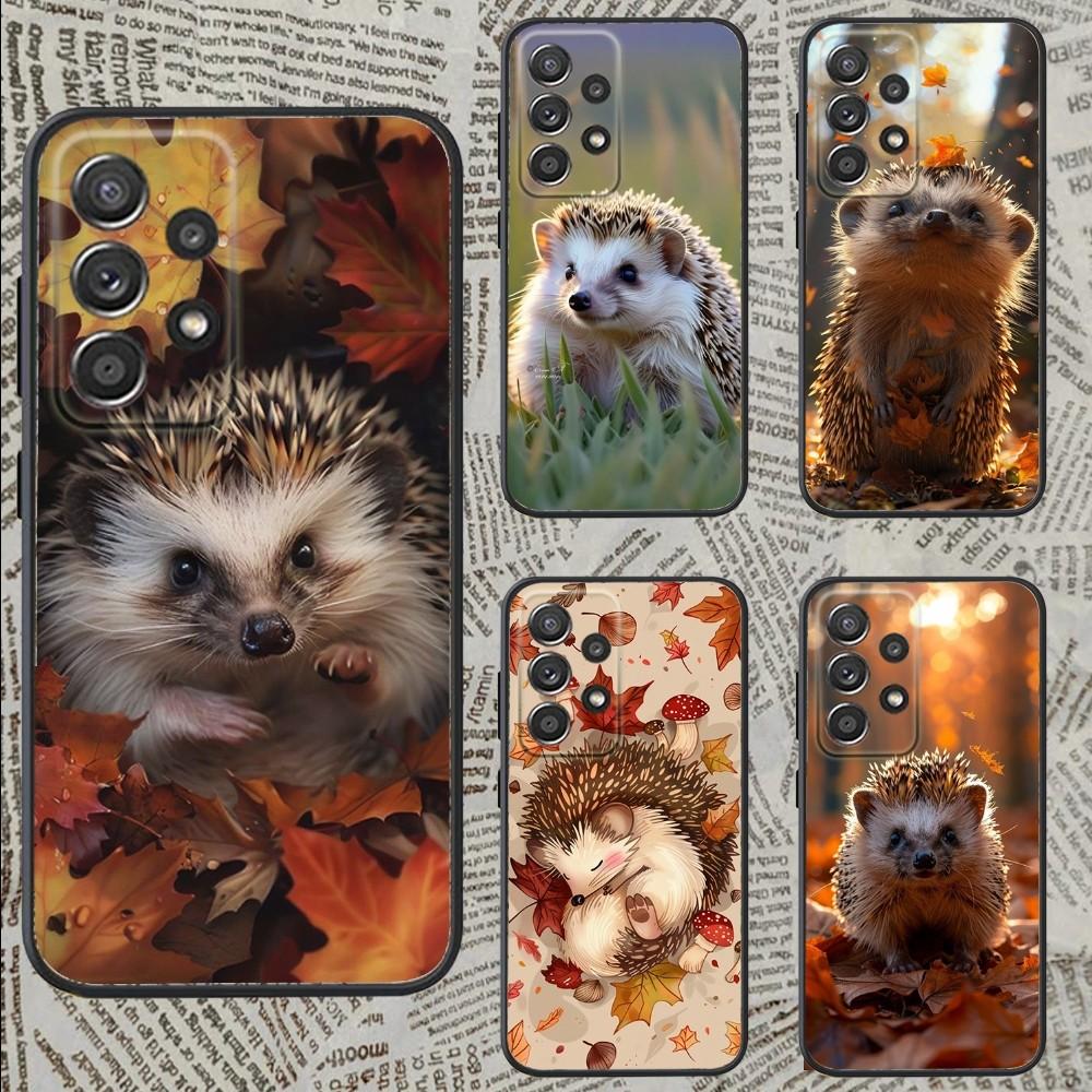 Süße Cartoon-Igel-Handyhülle für Samsung S25,S24,S21,S22,S23,S30,Ultra,S20,Plus,Fe,Lite,Note,10,9,5G Schwarze Hülle