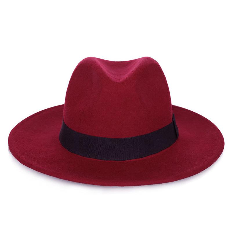 Zylinderhut aus Wolle mit großer Krempe und breiter Kante, Jazzhut, Cowboyhut, britischer Gentleman-Hut, Herbst und Winter, bequemer, modischer, warmer Filzhut