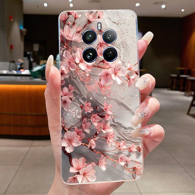 Case For Realme 12 Pro Plus 5G Pretty Flowers Butterfly Clear Soft Silicone TPU Cover For Realme12ProPlus 12 Pro Plus 5G Fundas