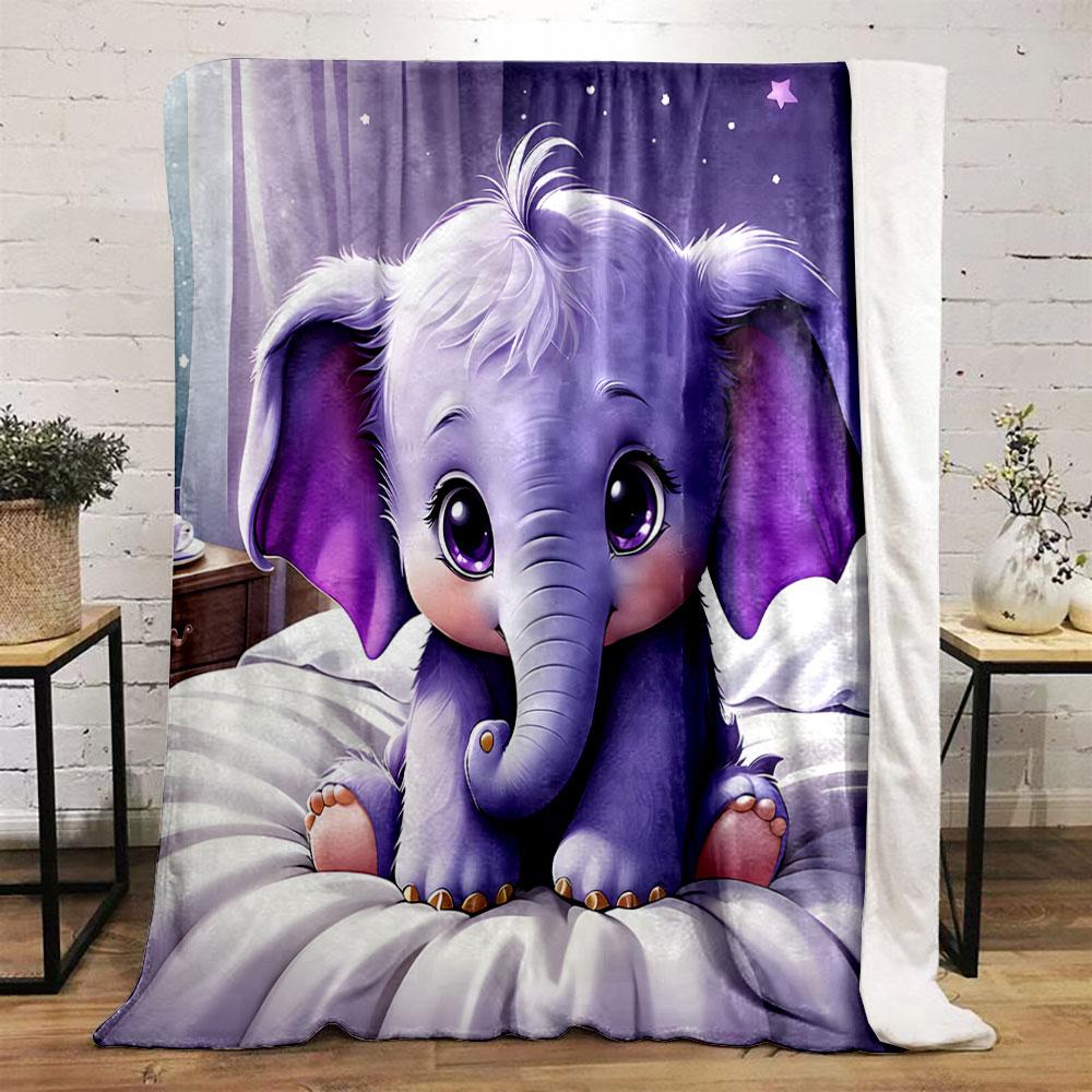 Cute Baby Elephant on Cozy Bed print blanket soft and cozy perfect for the living room bed sofa or a nap,gift