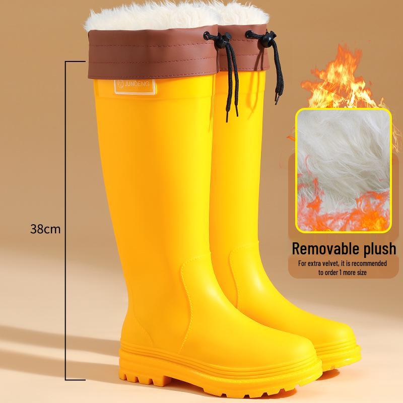 Damesmode Hoge Waterdichte Antislip Rubberen Regenschoenen met Zachte Zool