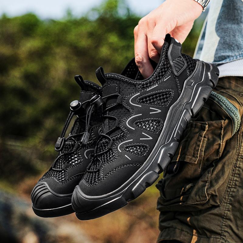 Summer Outdoor Walking Sneakers Anti-collision Toe Men Sandals 2025 New Casual Mesh Shoes for Male Classic Travel Hiking Shoes
