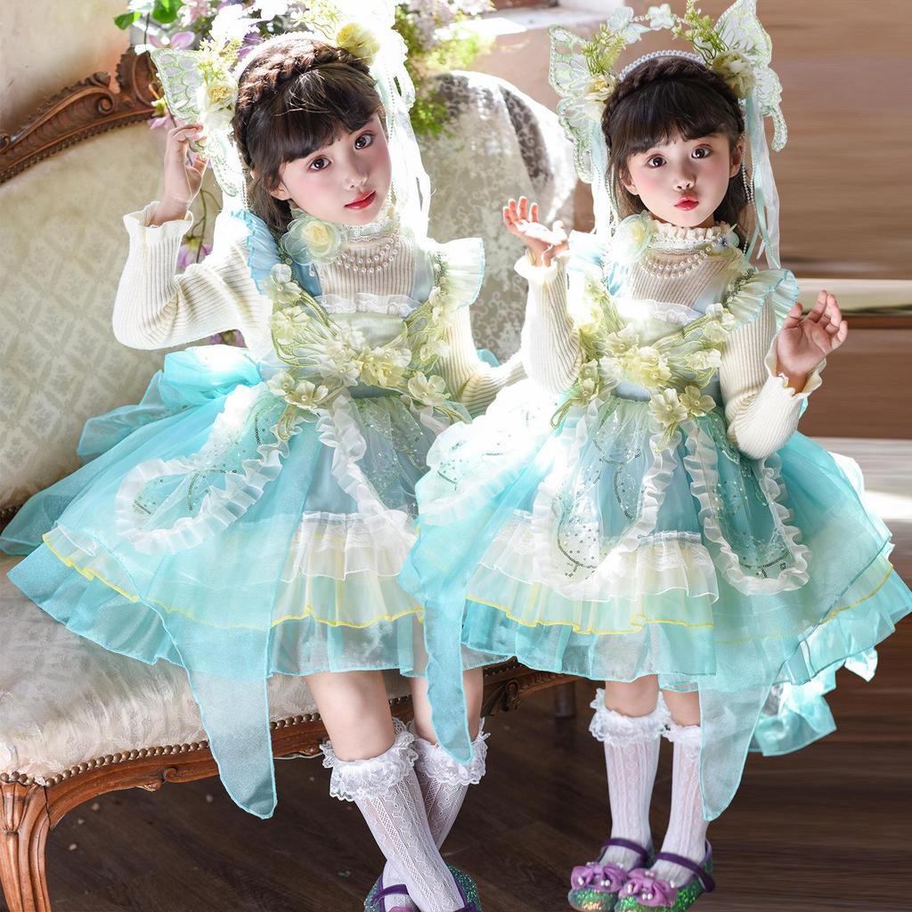 Girls' Green Winter Elf Princess Dress - Puff Skirt & Sweater Combo