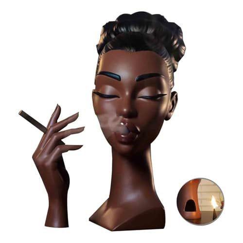 

Modern African American Lady Smoking Incense Holder, Unique Ceramic Aromatherapy Ornament for Home Decor, Gift for Women, Office Desk Accessories коричневый