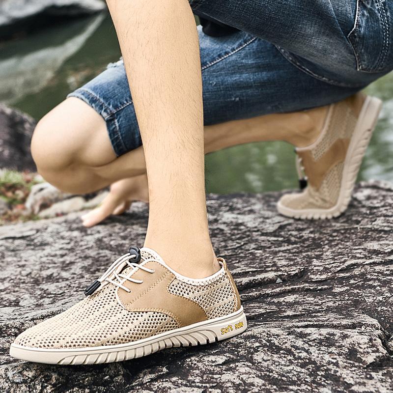 Fashion Lightweight Men Casual Shoes Fashion Hollow Out Shoes Male Breathable Cool Men Mesh Driving Shoes Comfortable Outdoor Sneakers