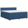 Box Spring Bed with Mattress and Headboard Blue 200 X 200 Cm Fabric