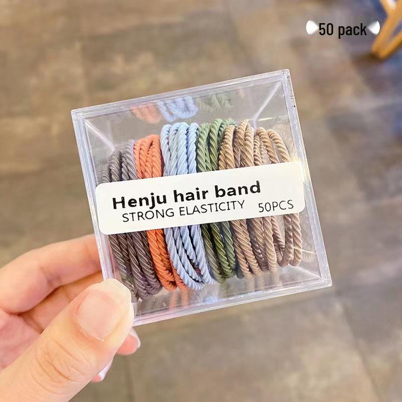 Koreanische Hochelastische Haargummis - 50er-Pack Köper Einfaches Design für Damen-Pferdeschwänze