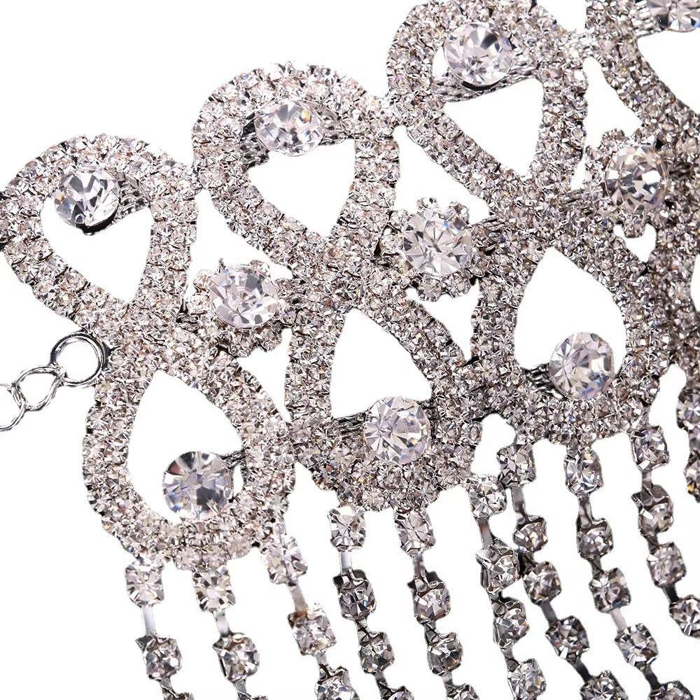 Long Tassel Sparkling Tiara Headdress Shiny Headpiece Cap Tassel Hair Chain  Party Props