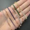 Paper Clip Splicing Tennis Bracelet Women'S Round Zircon 12 Birthstone Jewelry