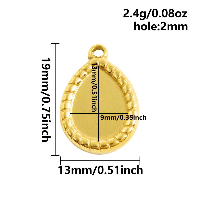 6 Stück Herz Quadrat Wassertropfen Oval Cabochon Basis Fassung Anhänger Edelstahl Charms Für Schmuckherstellung Großhandel DIY Materialien