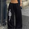 Pantaloni Sportivi Casual Stampati con Motivo Serpente, Coulisse e Vita Elastica, Pantaloni Dritti alla Moda da Donna