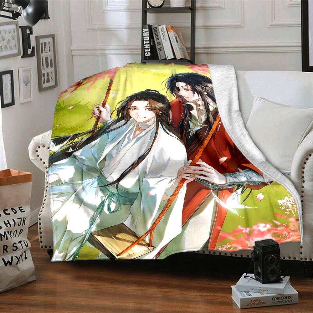 1Pc Heaven Official's Blessing Anime Print Blanket Soft Comfortable Polyester Throw Blanket Allseason Warm Coverlet Bedroom Office Outdoor Gothic Fant