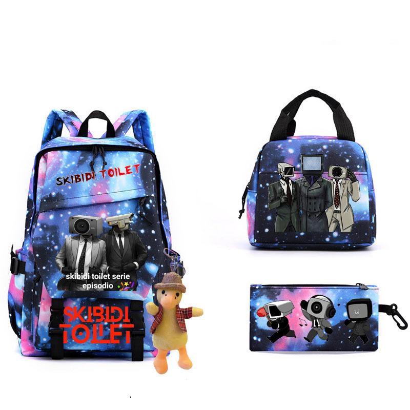 New Skibidi Toilet Man Spoof School Bag Elementary School Backpack Satchel Pencil Case