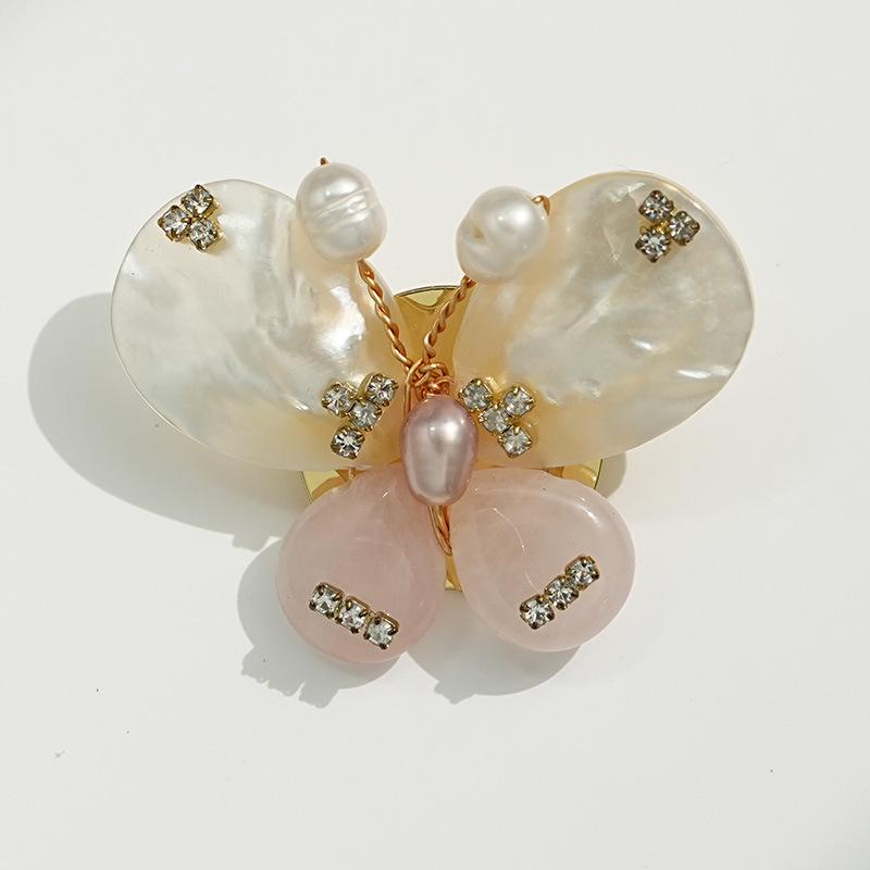 Bo Xin Yun Handwoven Freshwater Pearl  Jade Butterfly Brooch with Antique Chinese Style