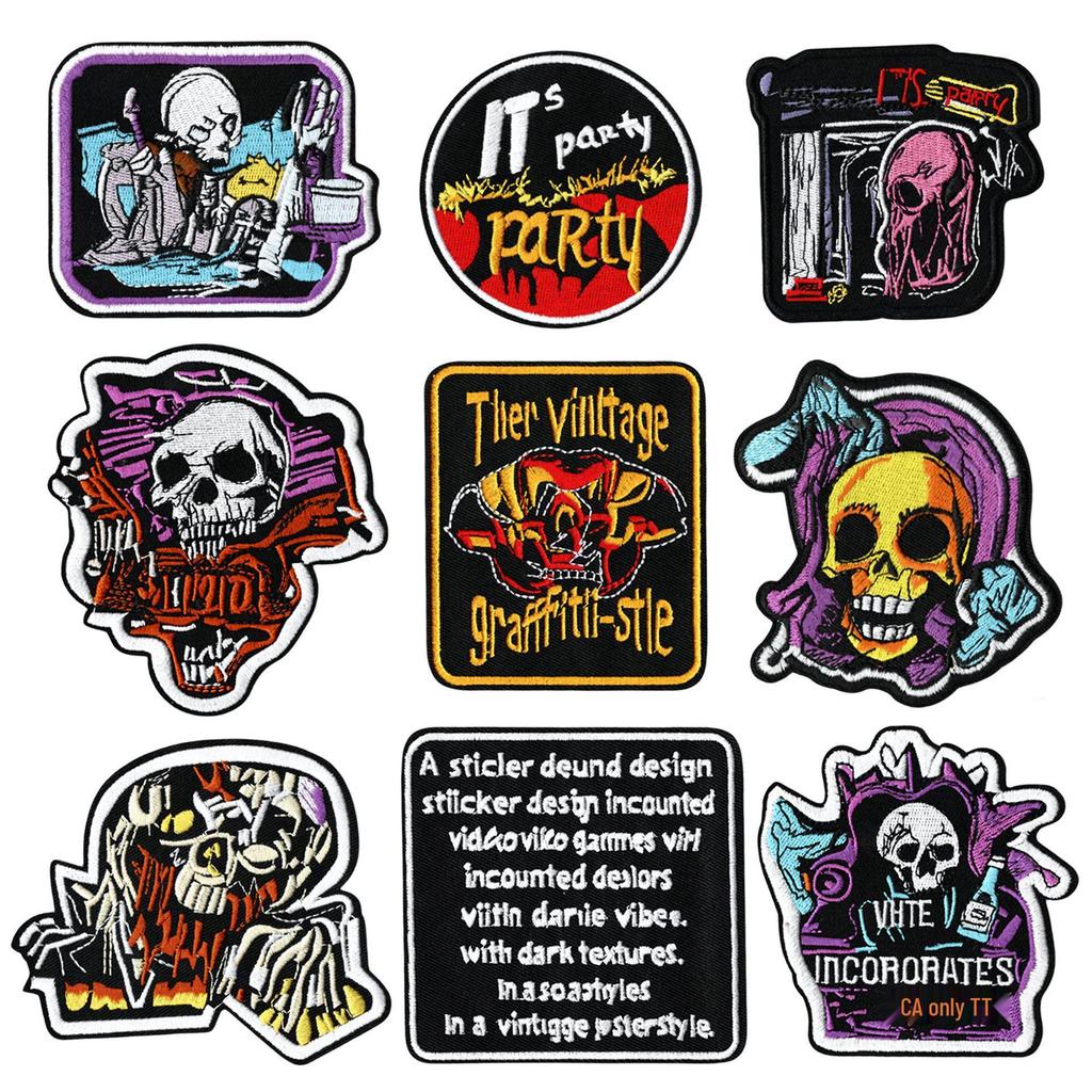 Skull Punk Embroidered Patch for Clothing & Accessories
