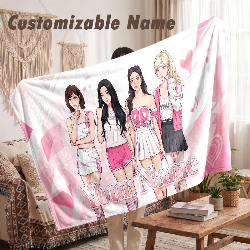 Custom Name Flannel Blanket,aespa Lightweight Warm Bed Blanket For Couch & Holiday Gift