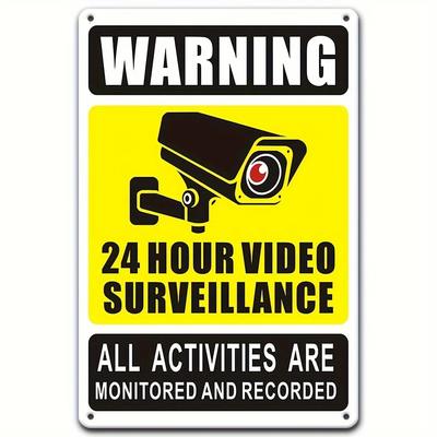 24/7 Video Surveillance Warning Sign -  Durable Iron Metal with Security Camera Icon, Outdoor Wall Decor for Home, Bedroom,